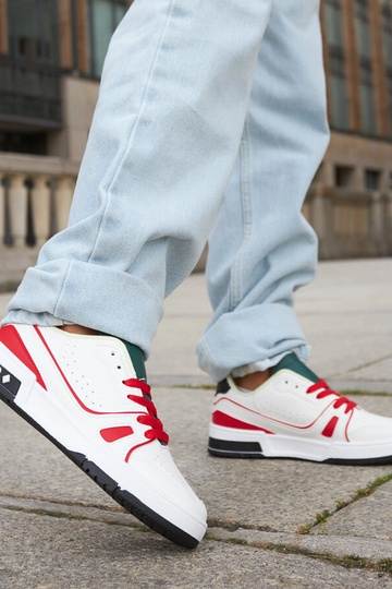 Sapatos Archie Vermelho e Branco com Língua Verde