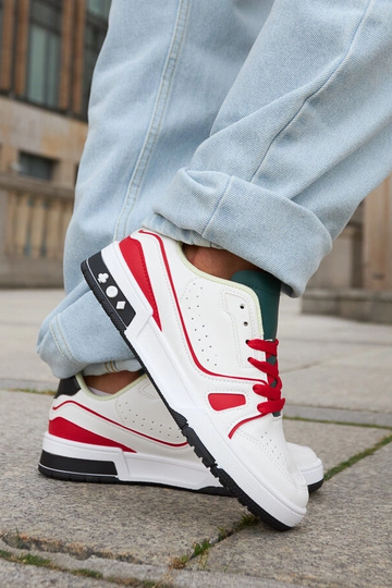 Sapatos Archie Vermelho e Branco com Língua Verde 2