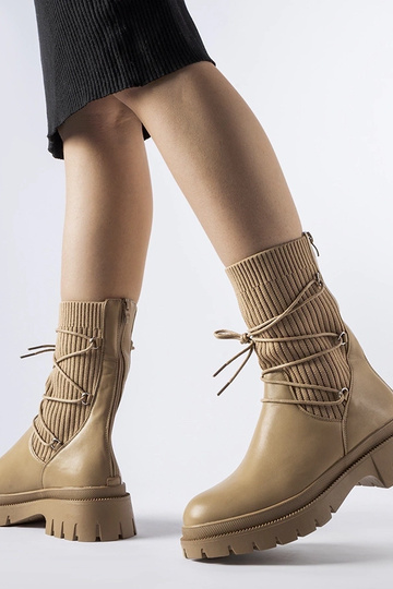 Botas meia bege com laços Eliot