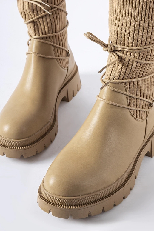 Botas meia bege com laços Eliot