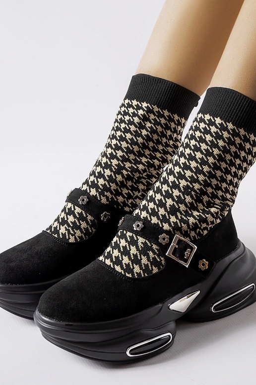 Botas pretas pied de poule do Ivan