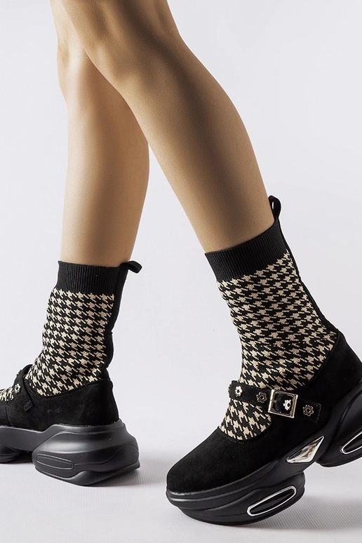 Botas pretas pied de poule do Ivan