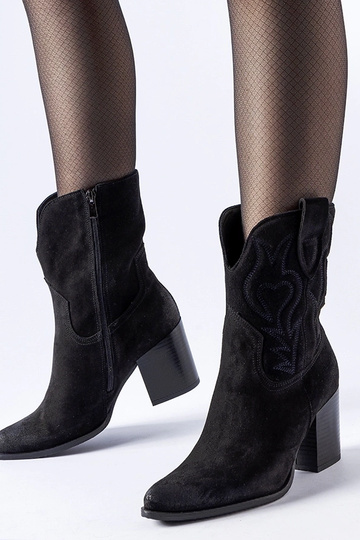 Botas de camurça pretas estilo cowboy, Karino 2