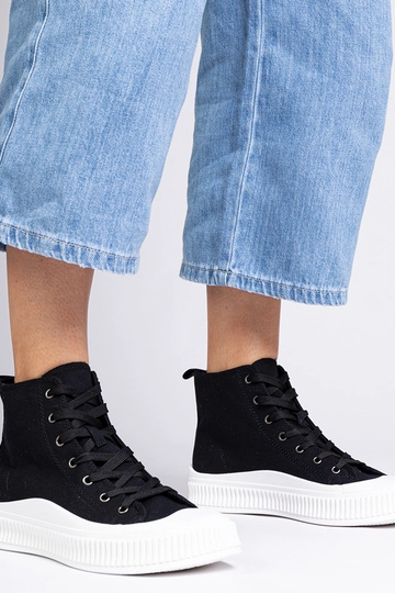 Sapatos altos pretos com plataforma, "Guerrino"