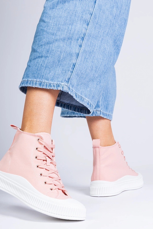 Sapatos altos rosa com plataforma,...