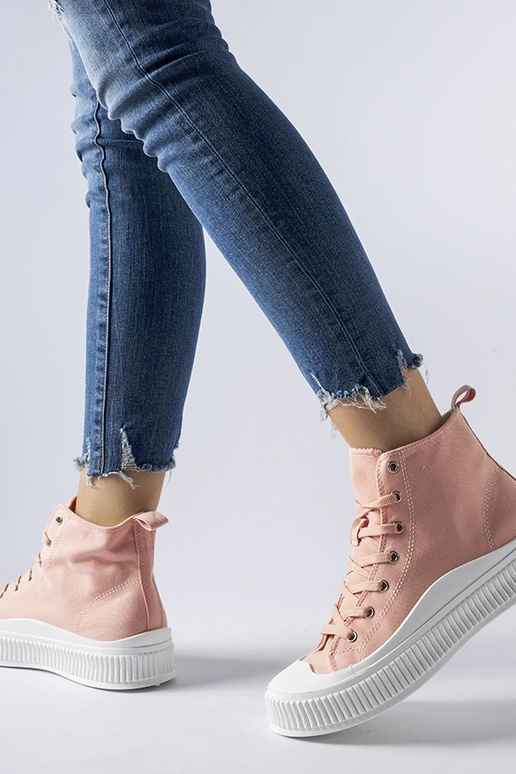 Sapatos altos rosa com plataforma,...