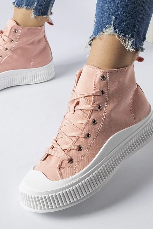 Sapatos altos rosa com plataforma,...