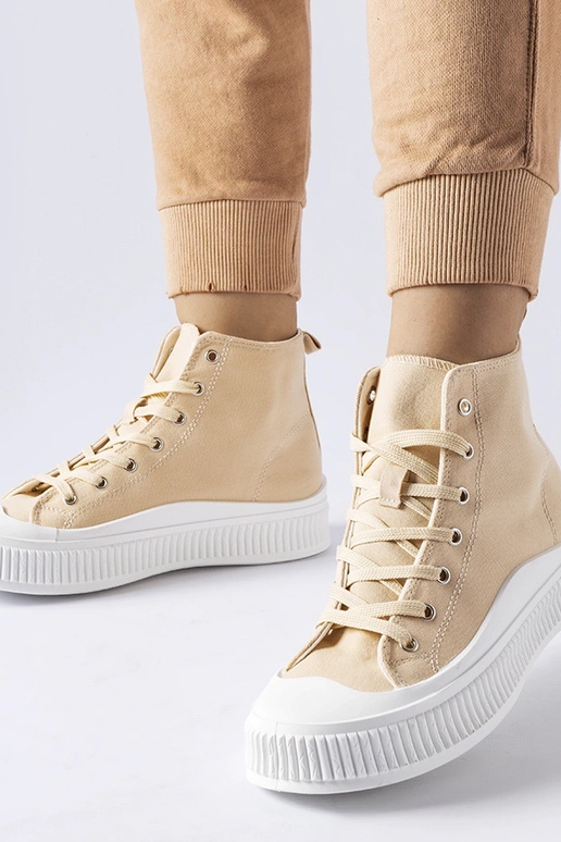 Sapatos cor areia com plataforma,...