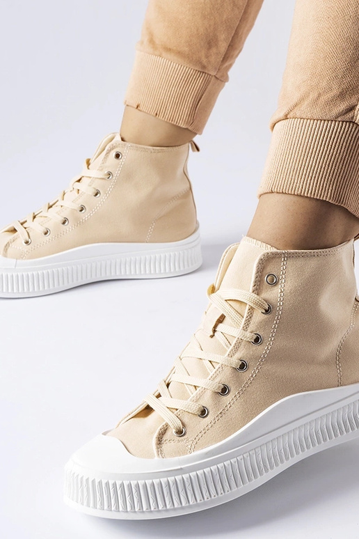 Sapatos cor areia com plataforma,...