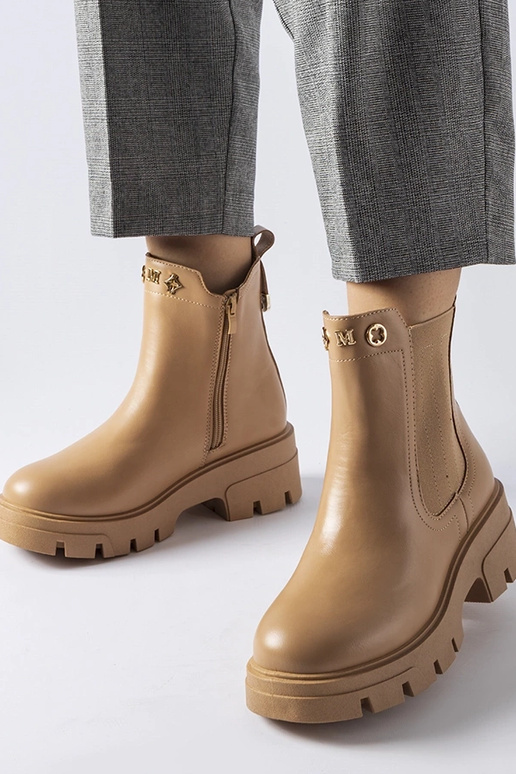 Botas decorativas com isolamento bege...