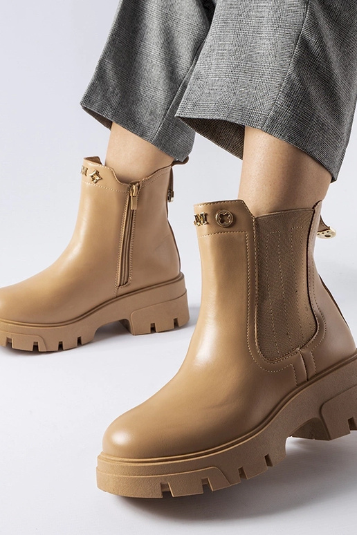 Botas decorativas com isolamento bege...