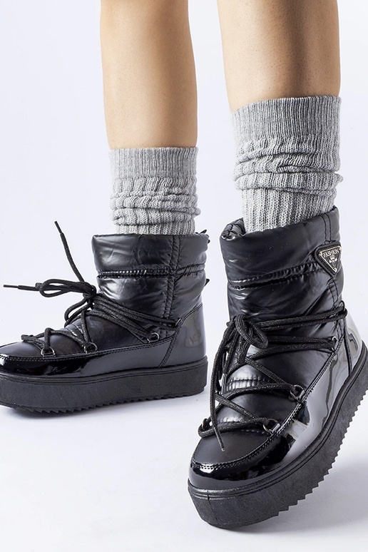 Botas de neve pretas com isolamento e...