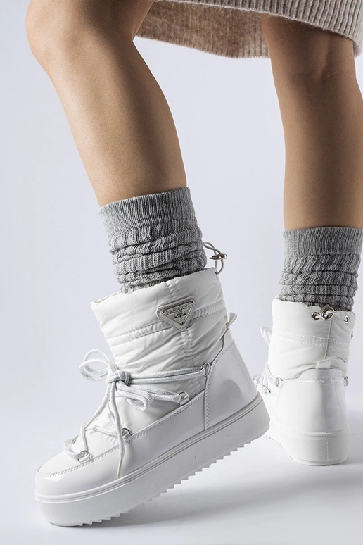 Botas de neve brancas com isolamento...