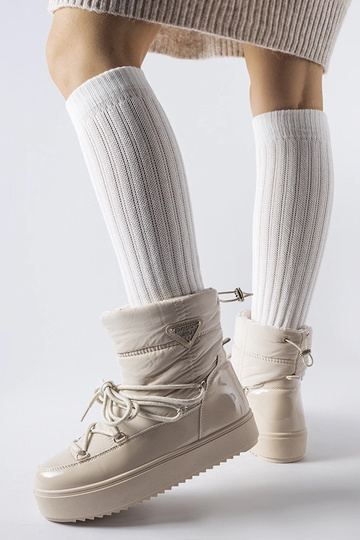 Botas de neve bege com...