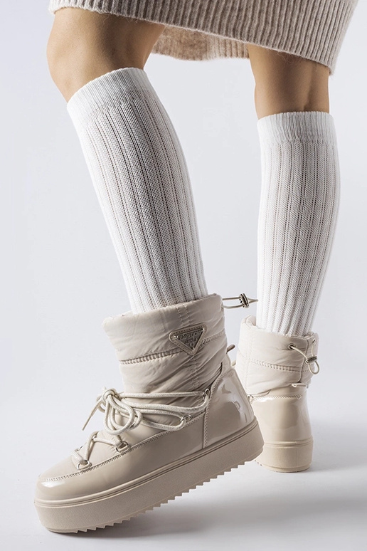 Botas de neve bege com isolamento e...