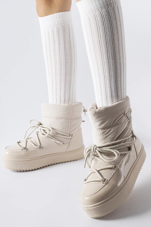 Botas de neve bege com isolamento e...
