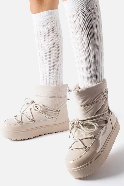 Botas de neve bege com isolamento e...