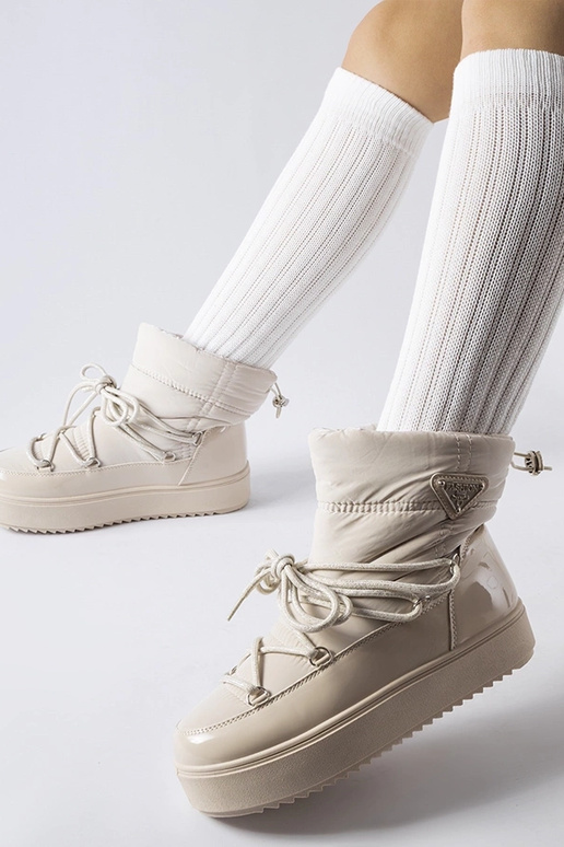 Botas de neve bege com isolamento e...