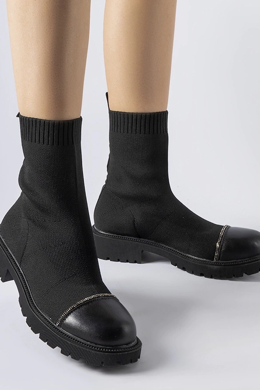 Botas de meia pretas Vail com strass