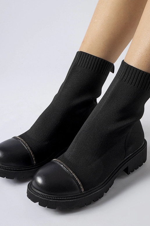 Botas de meia pretas Vail com strass