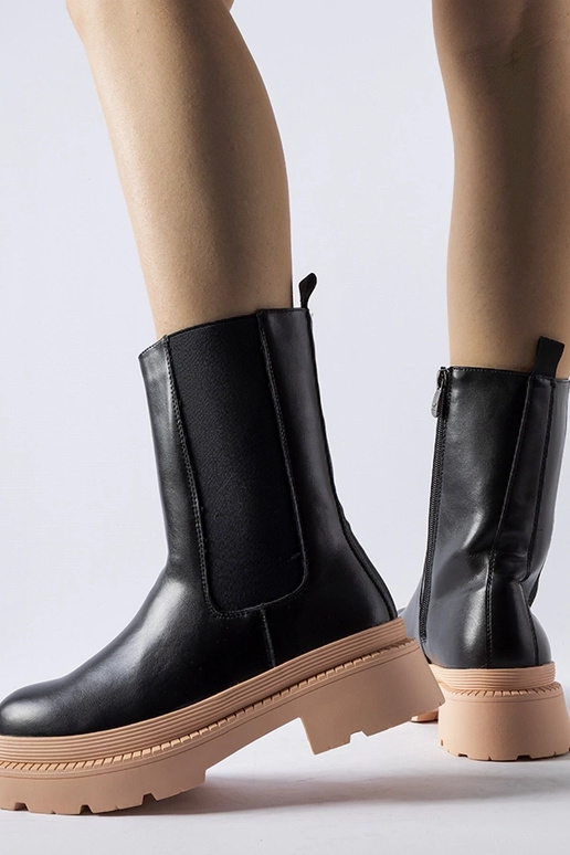 Botins pretos com sola rosa claro Garden