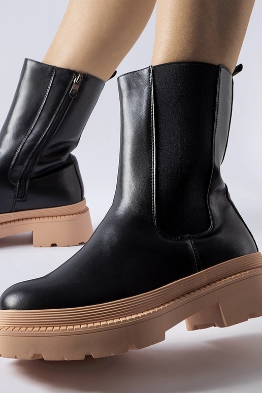 Botins pretos com sola rosa claro Garden