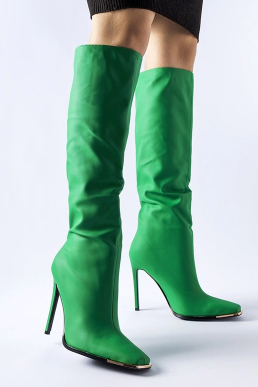 Botas verdes de salto alto Conjunto