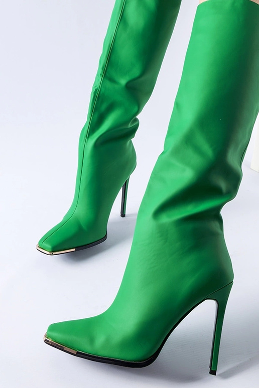 Botas verdes de salto alto Conjunto