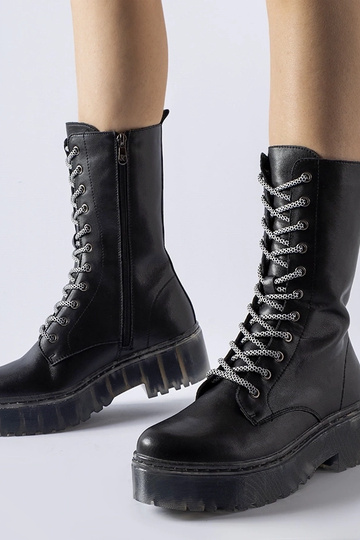 Botas Middletown pretas quentes de couro legítimo