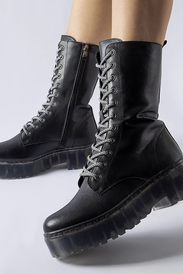 Botas Middletown pretas quentes de couro legítimo 2