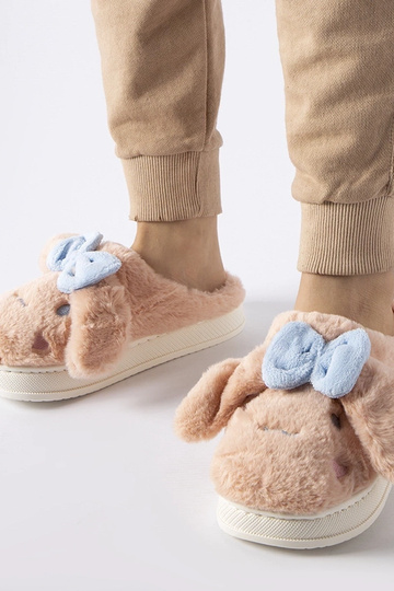 Pantufas quentes rosa com orelhinhas e laço Gilda