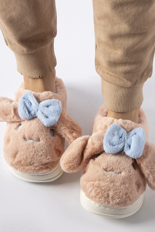 Pantufas quentes rosa com orelhinhas...