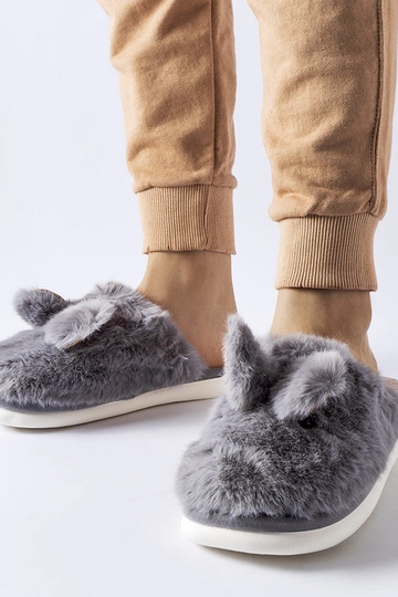 Pantufas quentes cinza com...