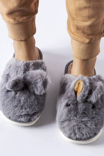 Pantufas quentes cinza com... 2