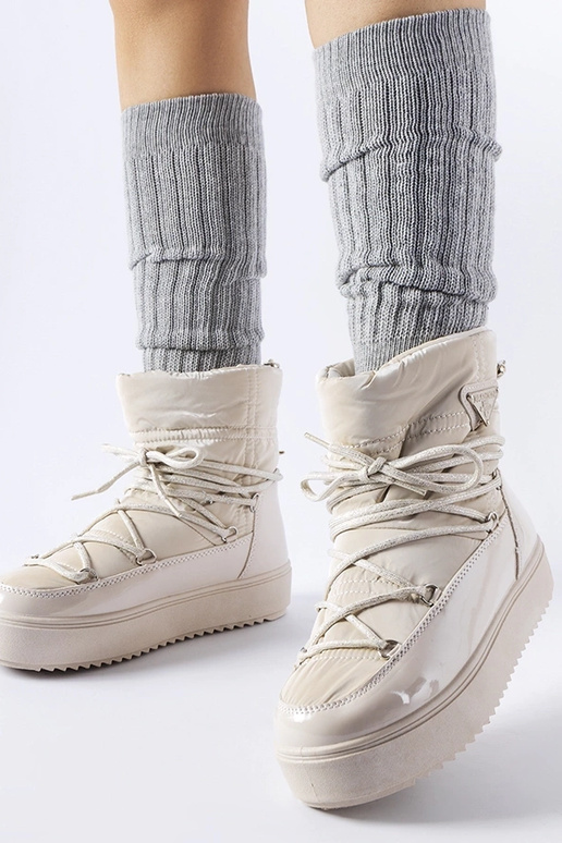 Botas de neve bege envernizadas com...
