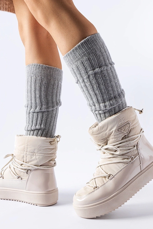 Botas de neve bege envernizadas com...