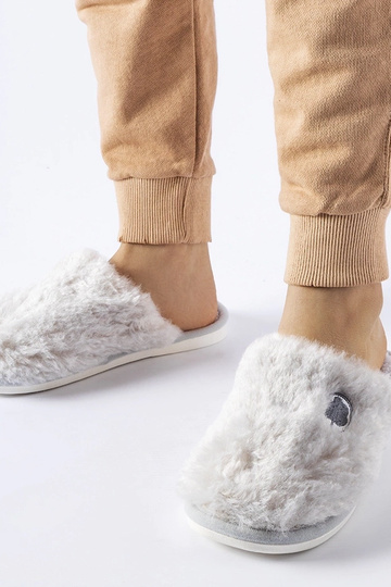 Pantufas quentes cinza com...