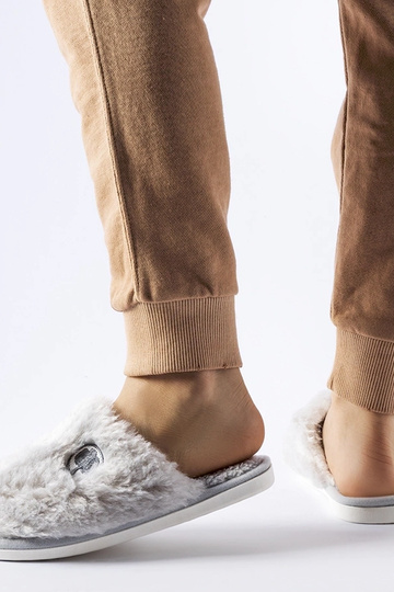Pantufas quentes cinza com... 2
