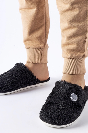 Pantufas pretas quentes com...