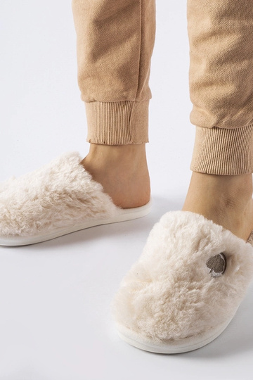 Pantufas quentes bege com... 2