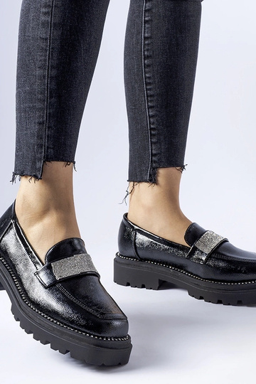 Mocassim Fecteau Preto em Couro Envernizado