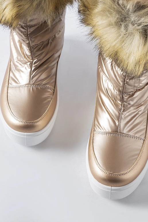 Botas de neve metálicas com pele...