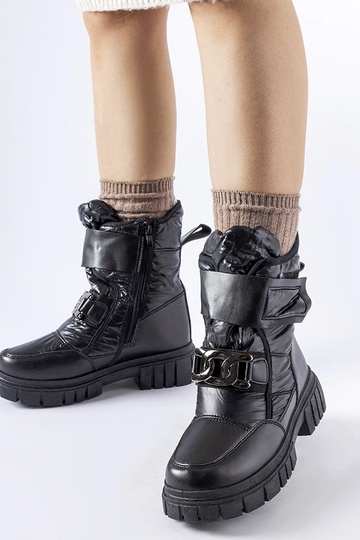 Botas de neve pretas com fivela decorativa Athos