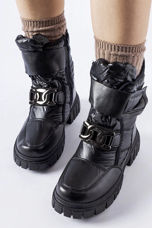 Botas de neve pretas com fivela...