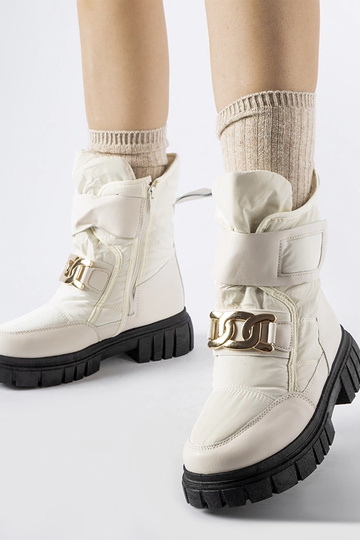 Botas de neve bege com fivela decorativa Athos