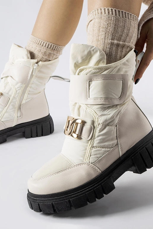 Botas de neve bege com fivela...