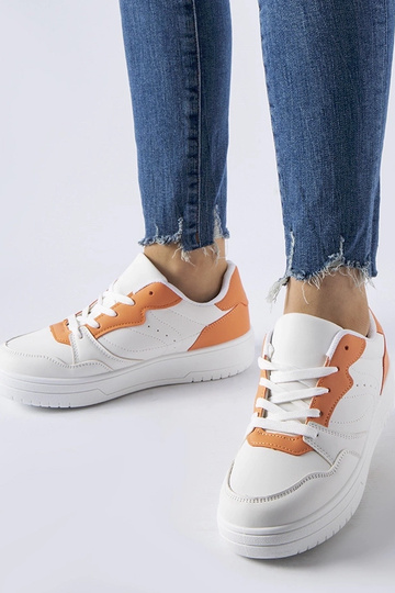 Sapatos brancos com detalhes em laranja Fournie