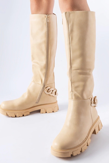Botas baixas bege com corrente Armand