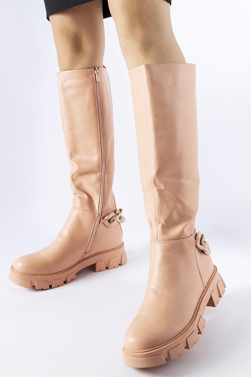 Botas Armand Pink Chain Flat