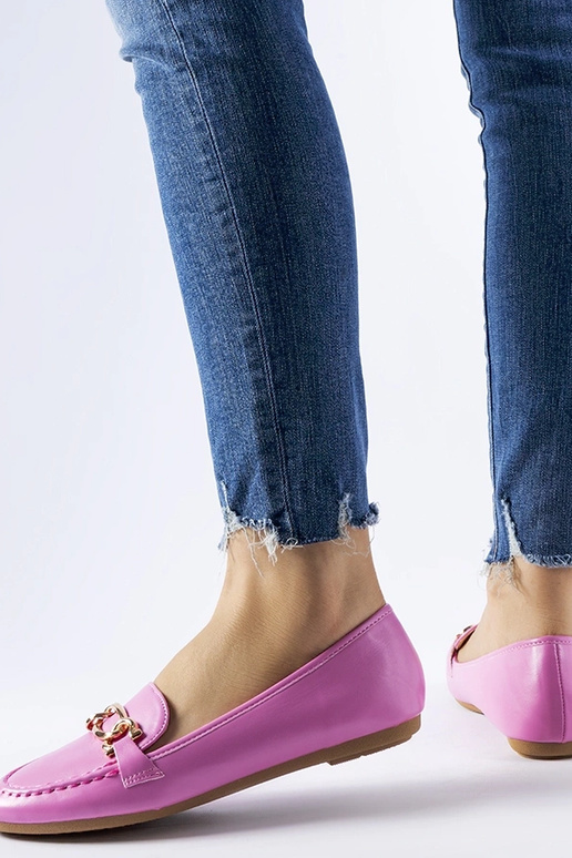 Mocassim rosa decorado com fivela Gaston